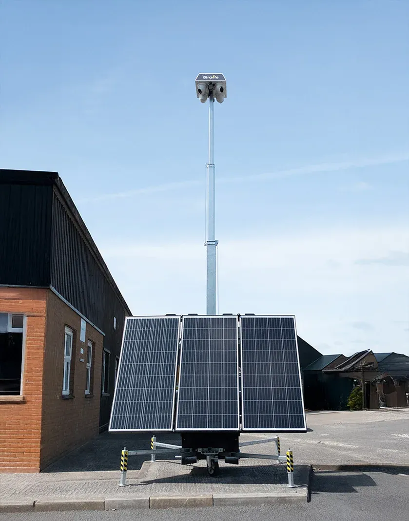 Quantum solar-powered mast system on trailer